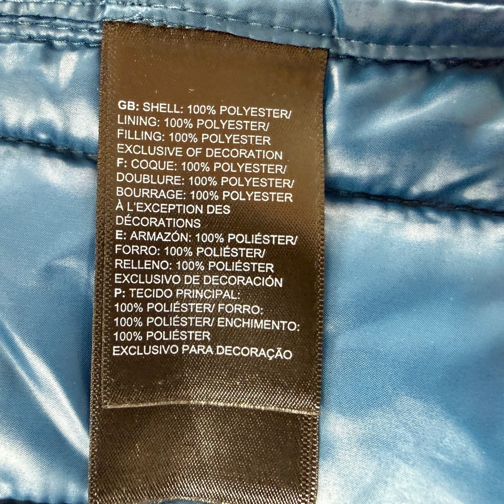 The North Face Womens Printed Themoball Eco Hooded Jacket Sz M Blue Camo Quilted - Picture 10 of 16